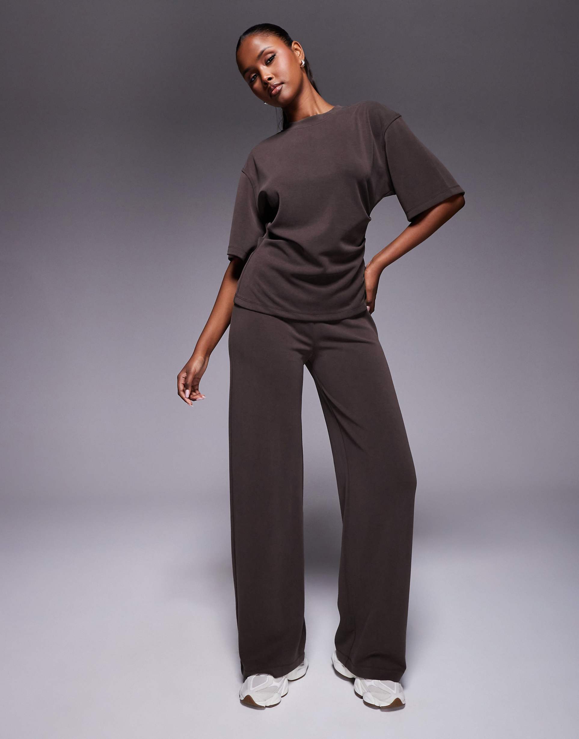 Brown Co-ord Wide Leg Trousers
