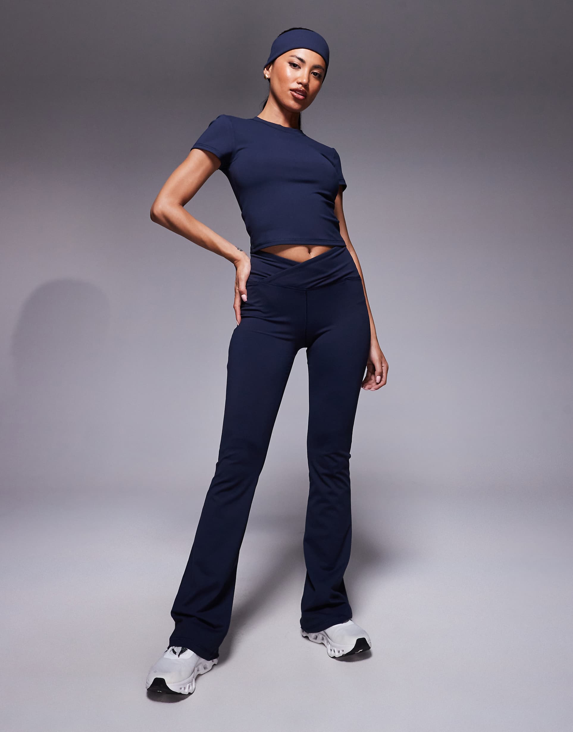 Women’s Navy Wrap Waist Yoga Leggings