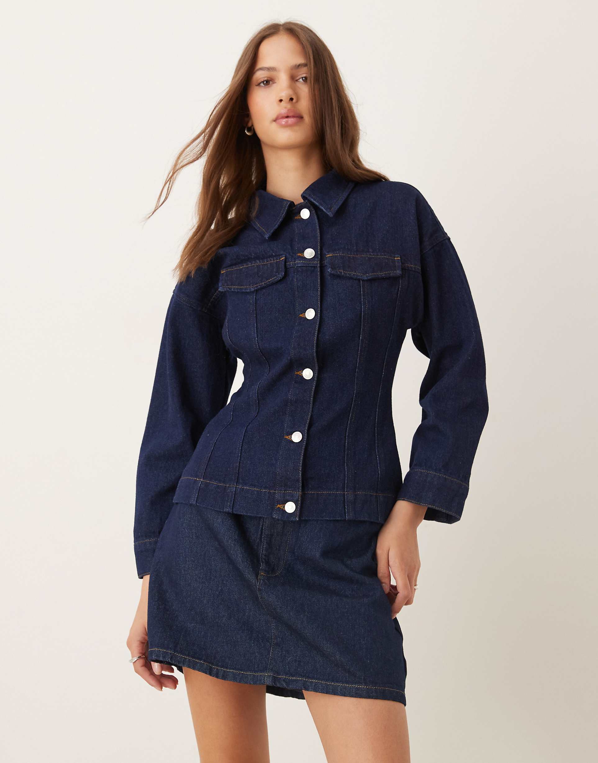 Denim Cinched Waist Jacket – Indigo