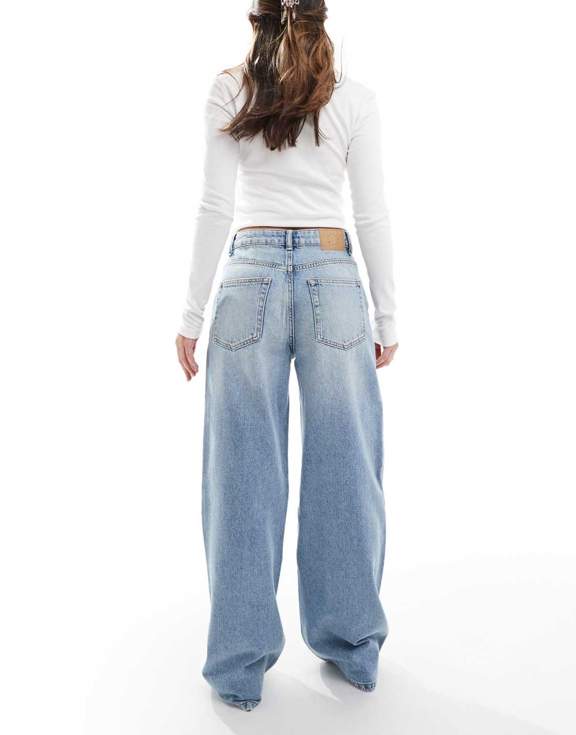 Pull&Bear High-Waist Wide Leg Jeans – Pale Blue