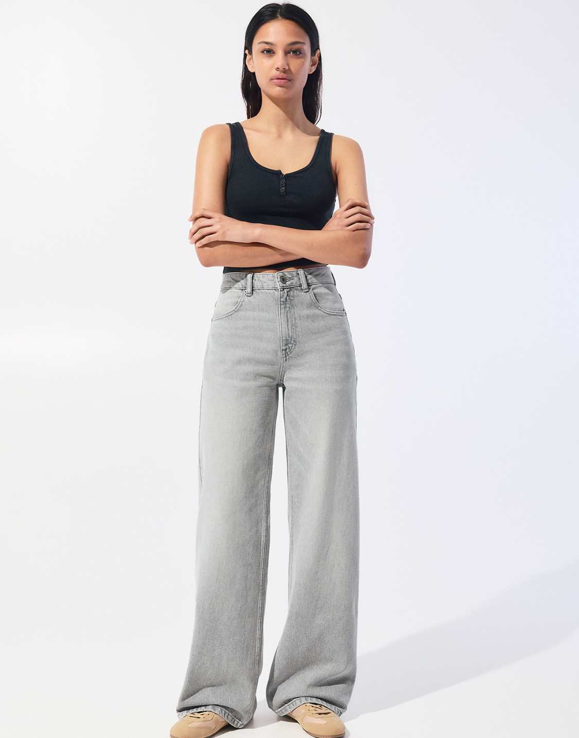 Pull&Bear High-Waist Wide Leg Jeans – Pale Blue
