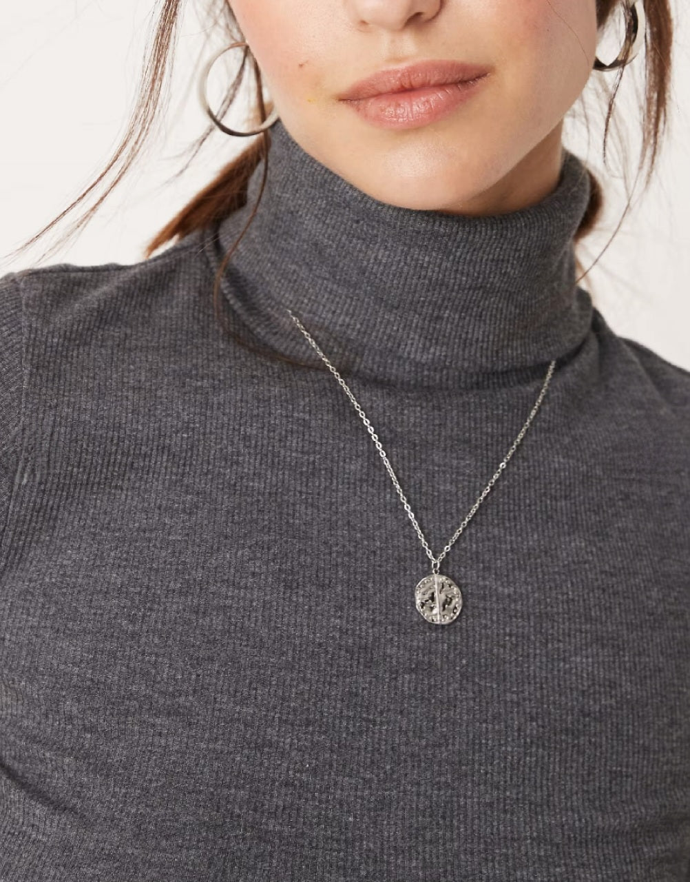 Ribbed Roll Neck Long Sleeve Top – Charcoal Grey