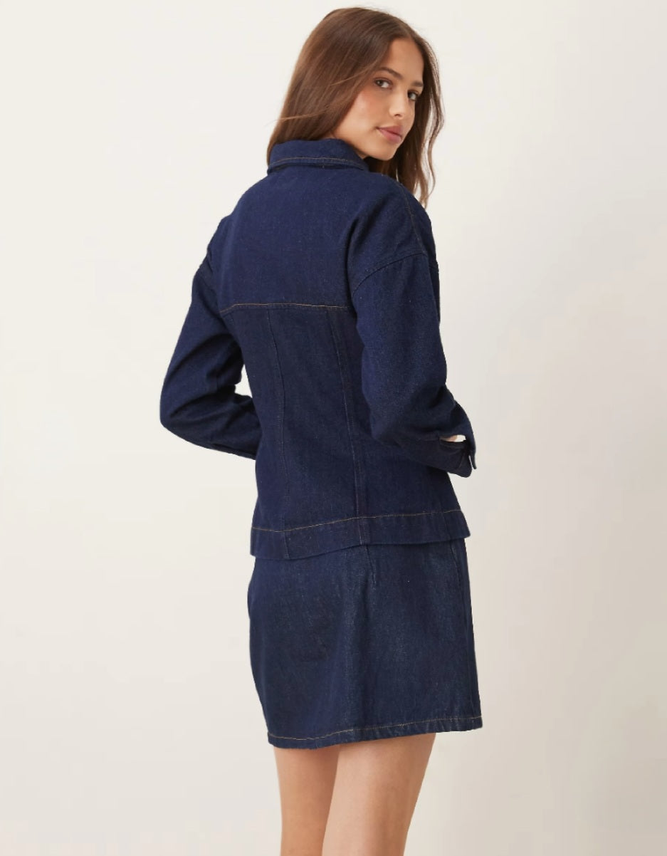 Denim Cinched Waist Jacket – Indigo