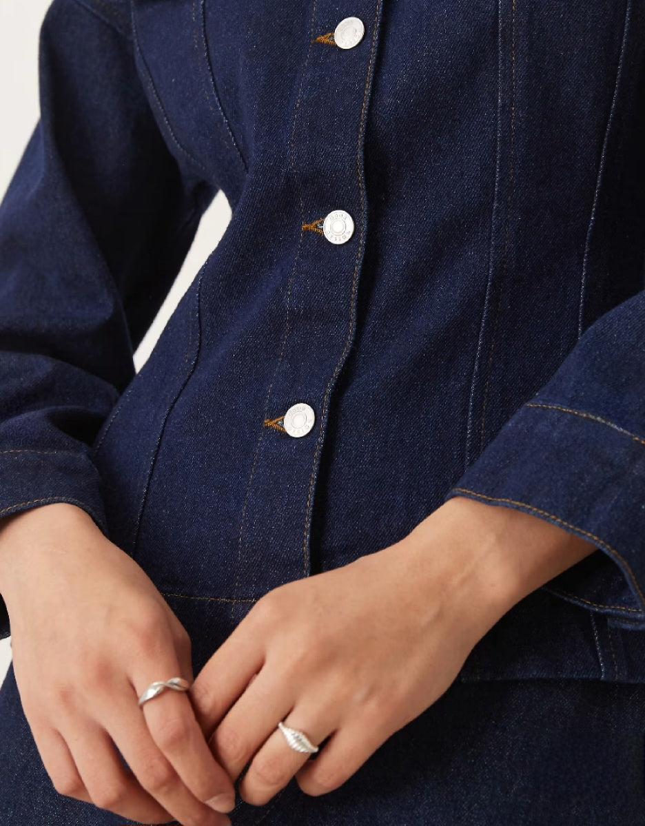 Denim Cinched Waist Jacket – Indigo