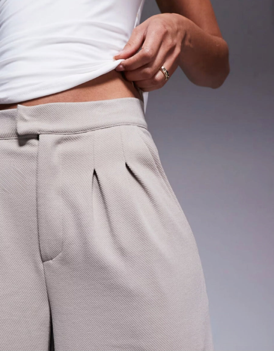 Wide Leg Jersey Trousers – Stone