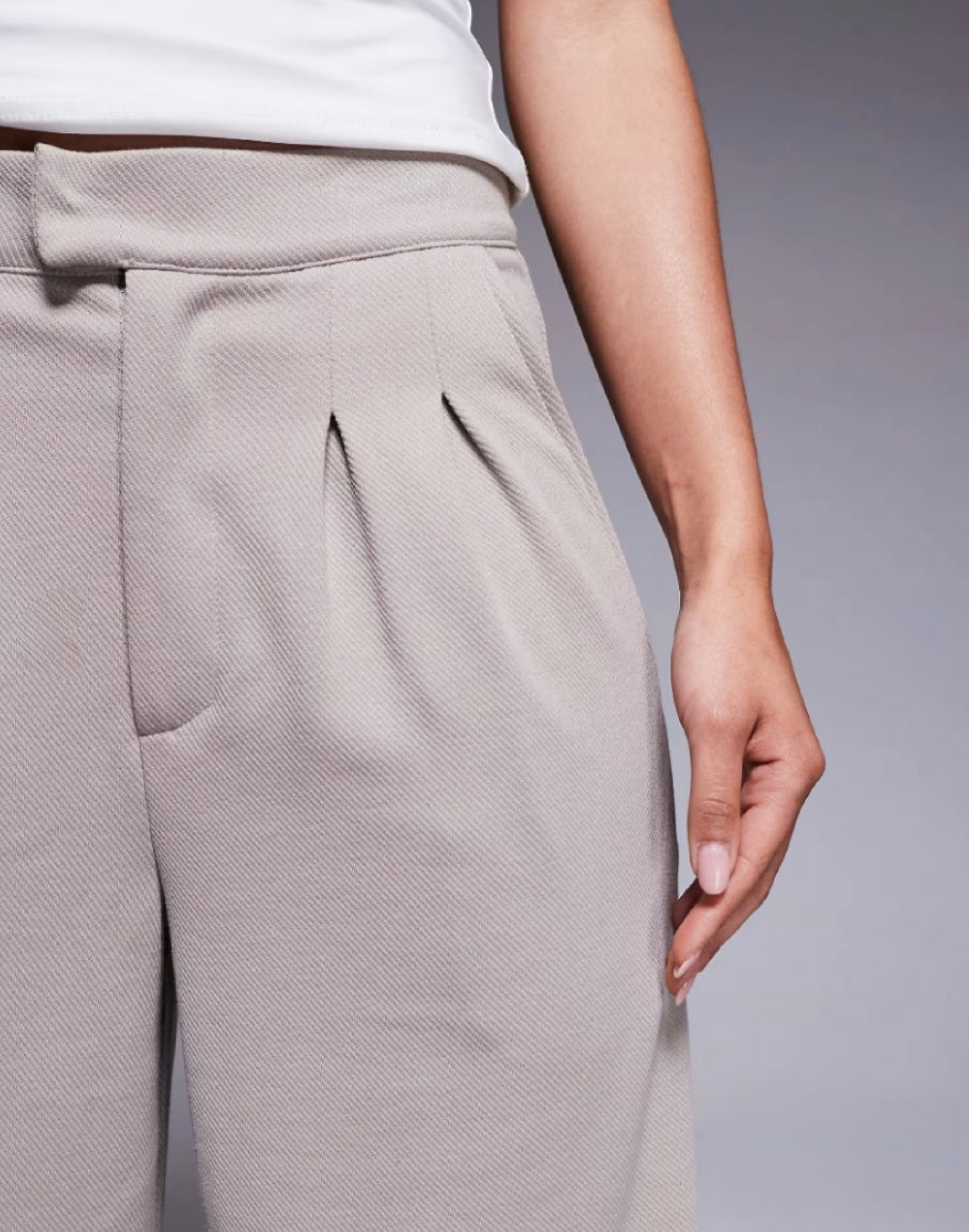 Wide Leg Jersey Trousers – Stone