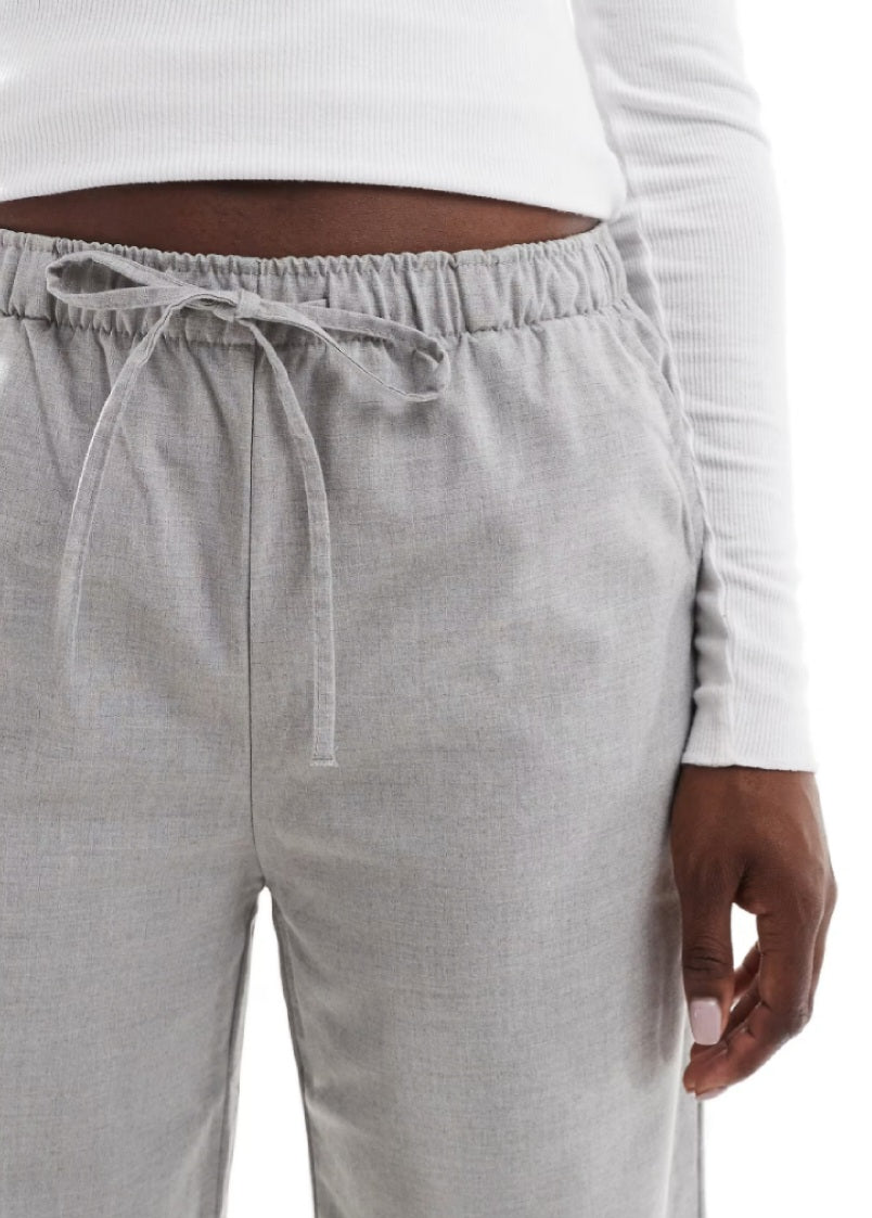 Pull-On Wide Leg Trousers – Light Grey