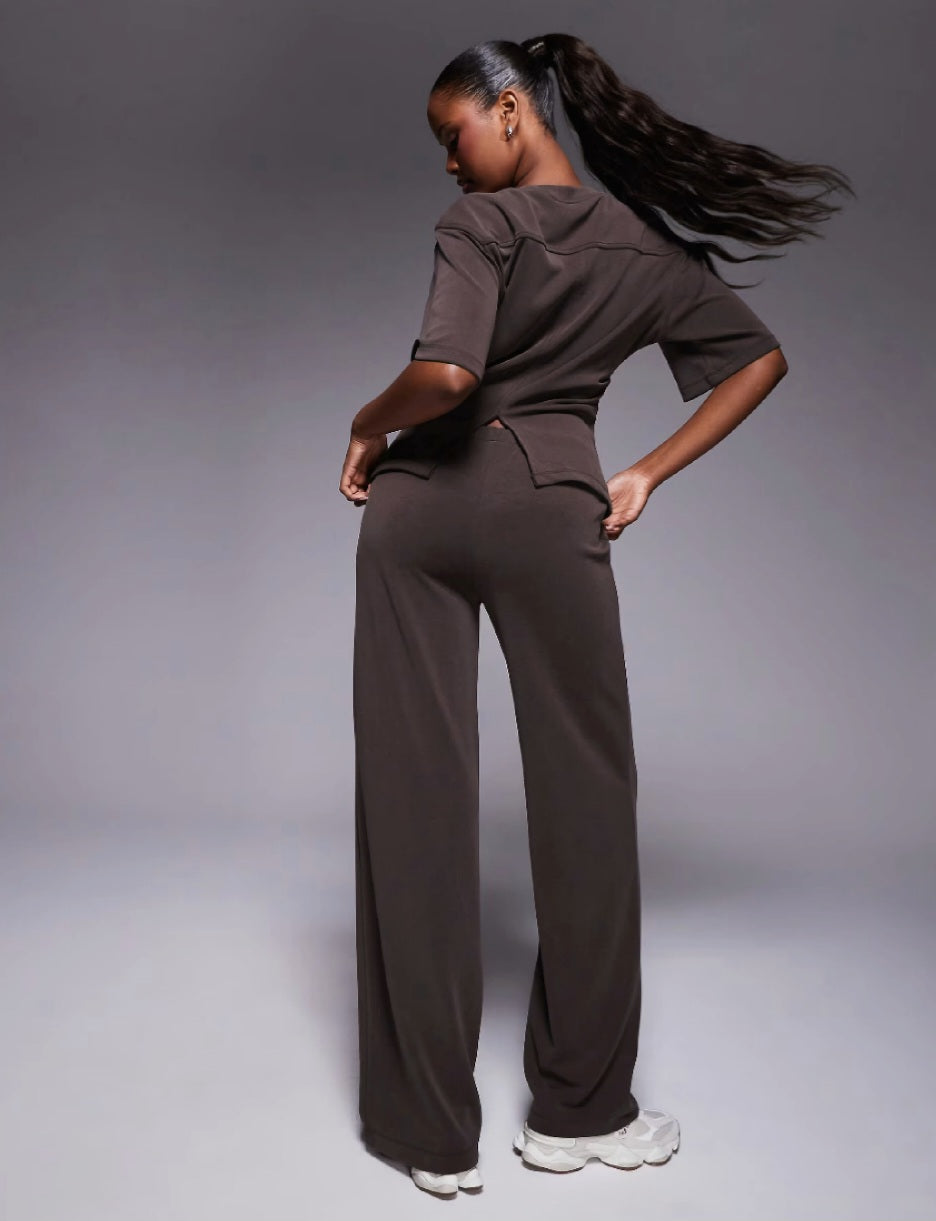 Brown Co-ord Wide Leg Trousers