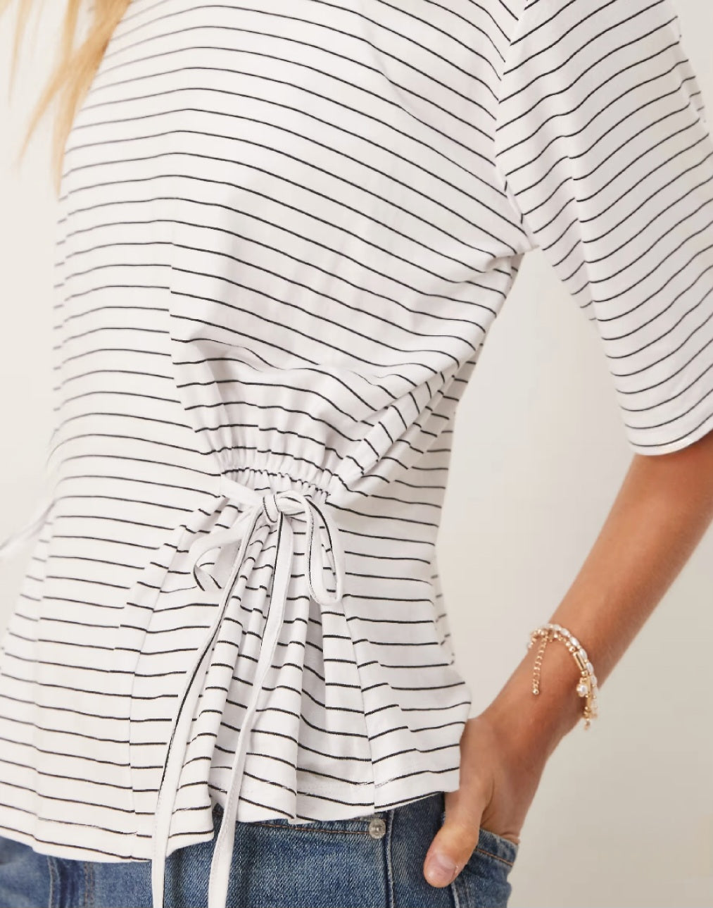 Oversized Tie Detail T-Shirt – Brown