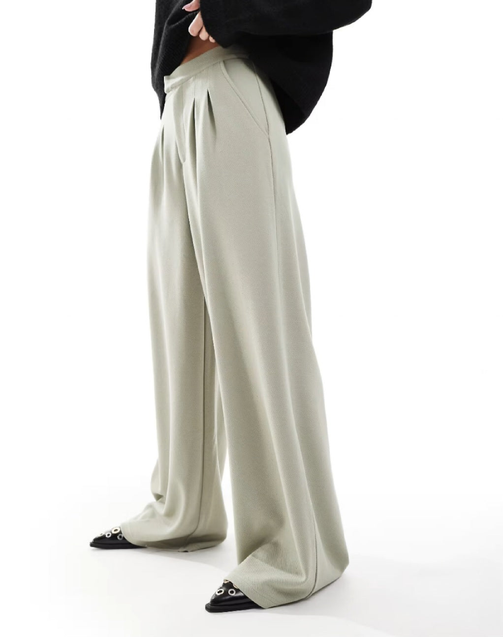 Wide Leg Jersey Trousers – Stone
