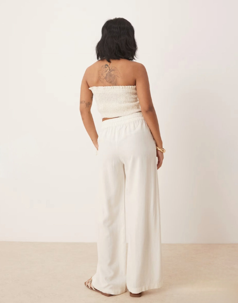 Petite Wide Leg Linen Trousers – Khaki
