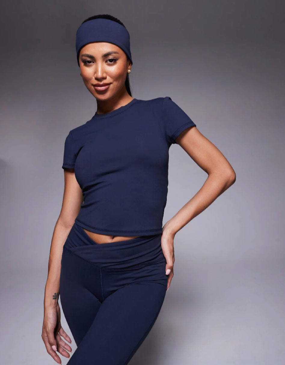 Women’s Navy Wrap Waist Yoga Leggings