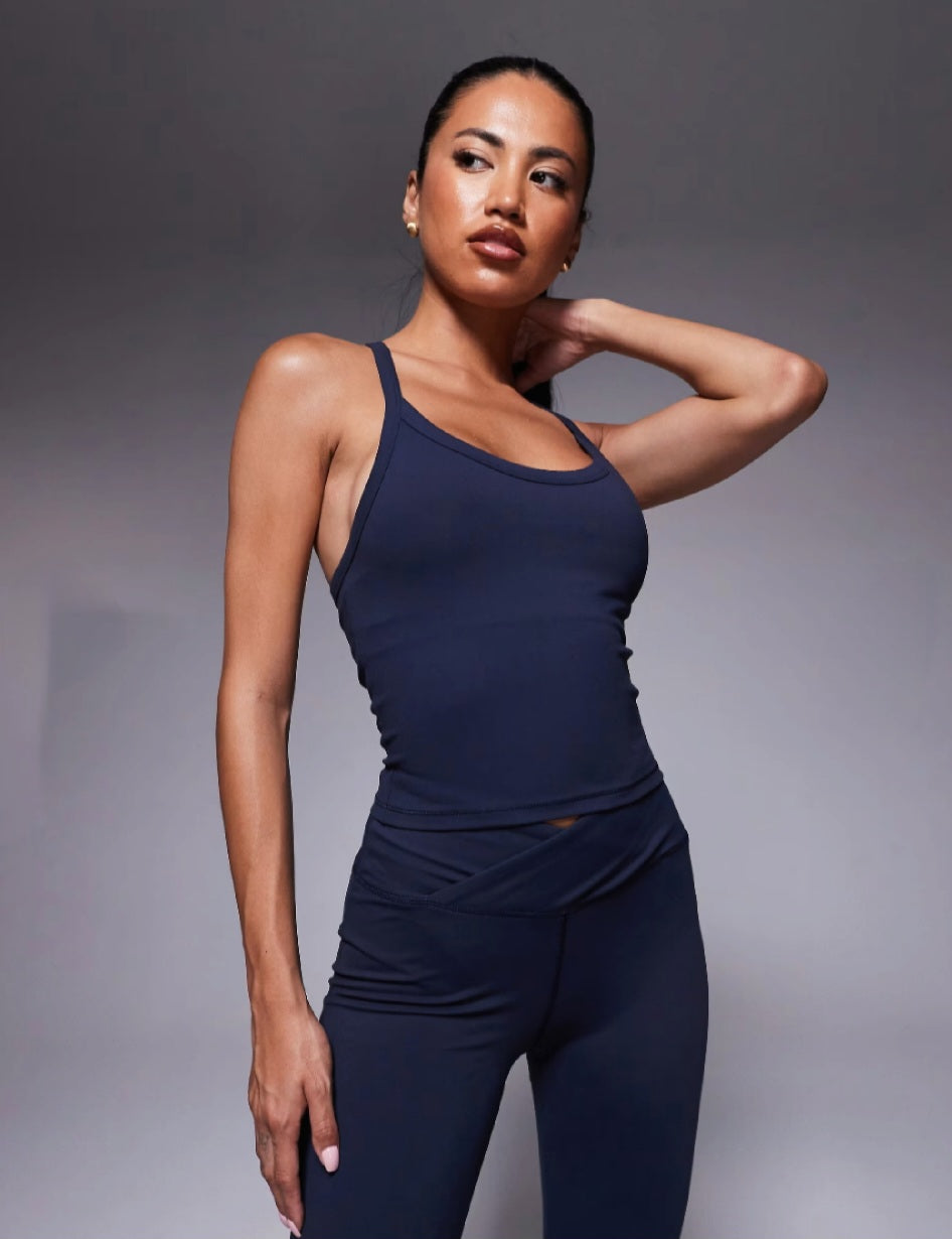 Women’s Navy Wrap Waist Yoga Leggings