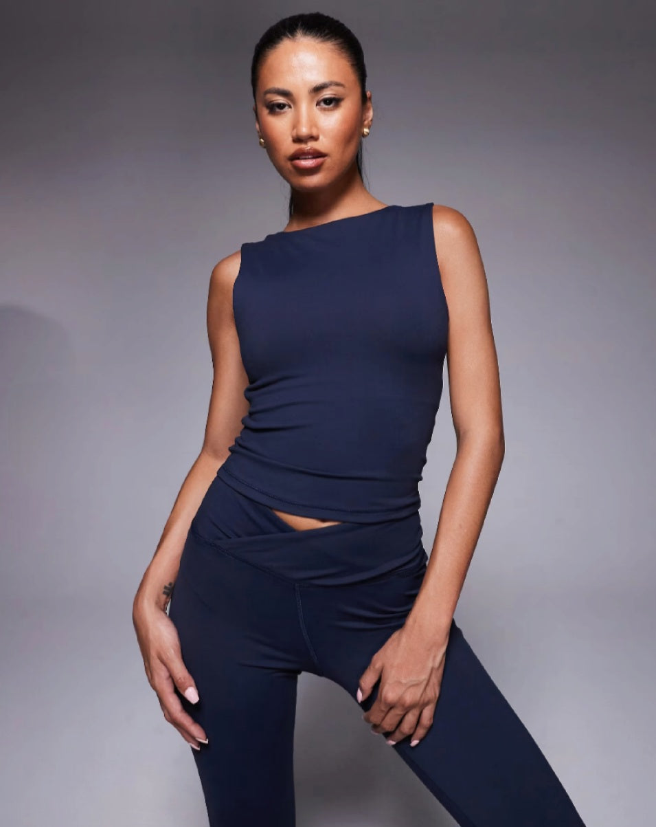 Women’s Navy Wrap Waist Yoga Leggings