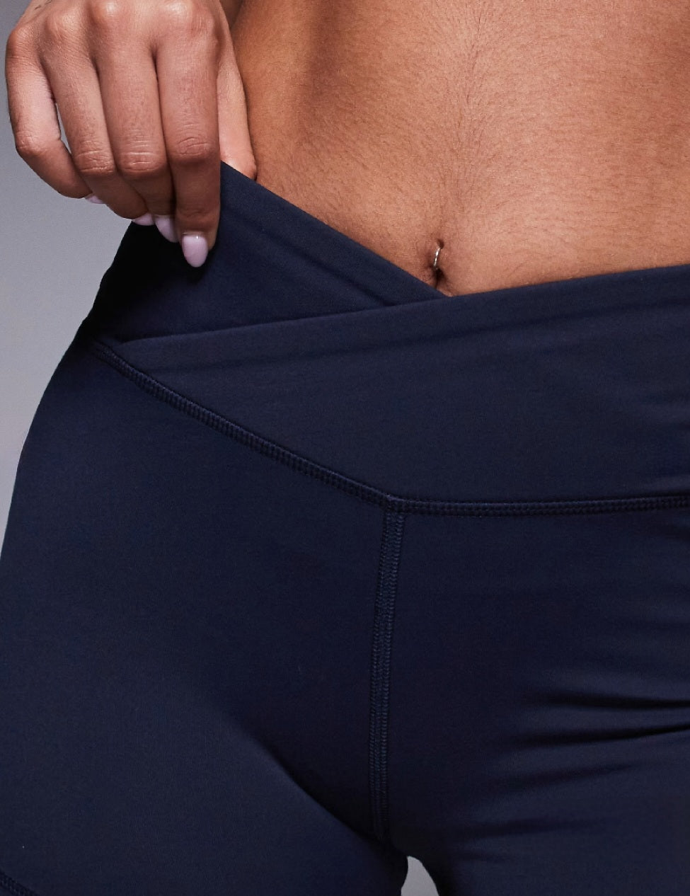 Petite Wrap Waist Yoga Leggings – Navy Blue