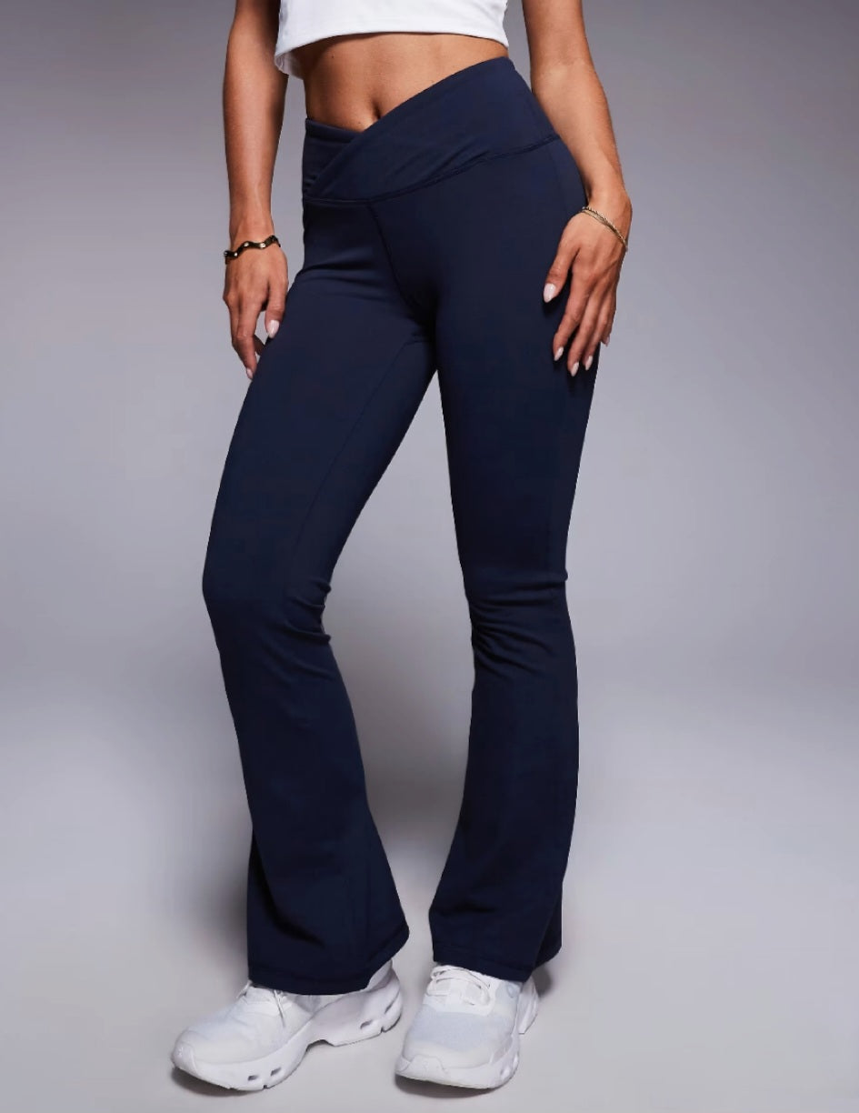 Petite Wrap Waist Yoga Leggings – Navy Blue