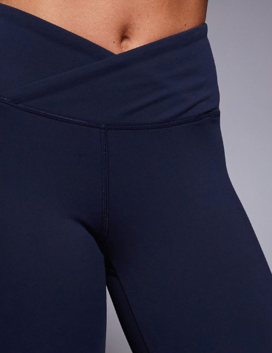 Petite Wrap Waist Yoga Leggings – Navy Blue