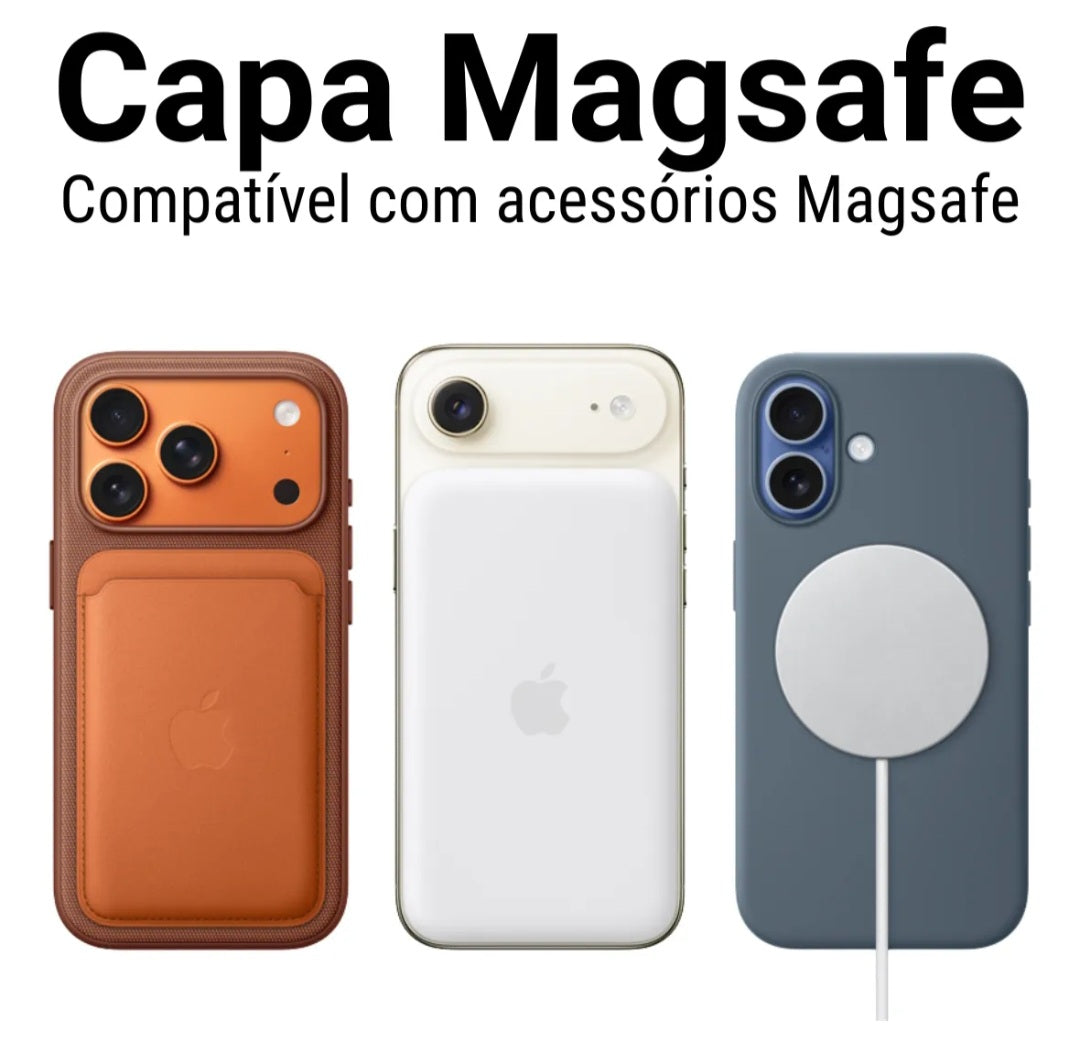 Capa Magsafe Resistente + Carregador Magsafe Para iPhone 17